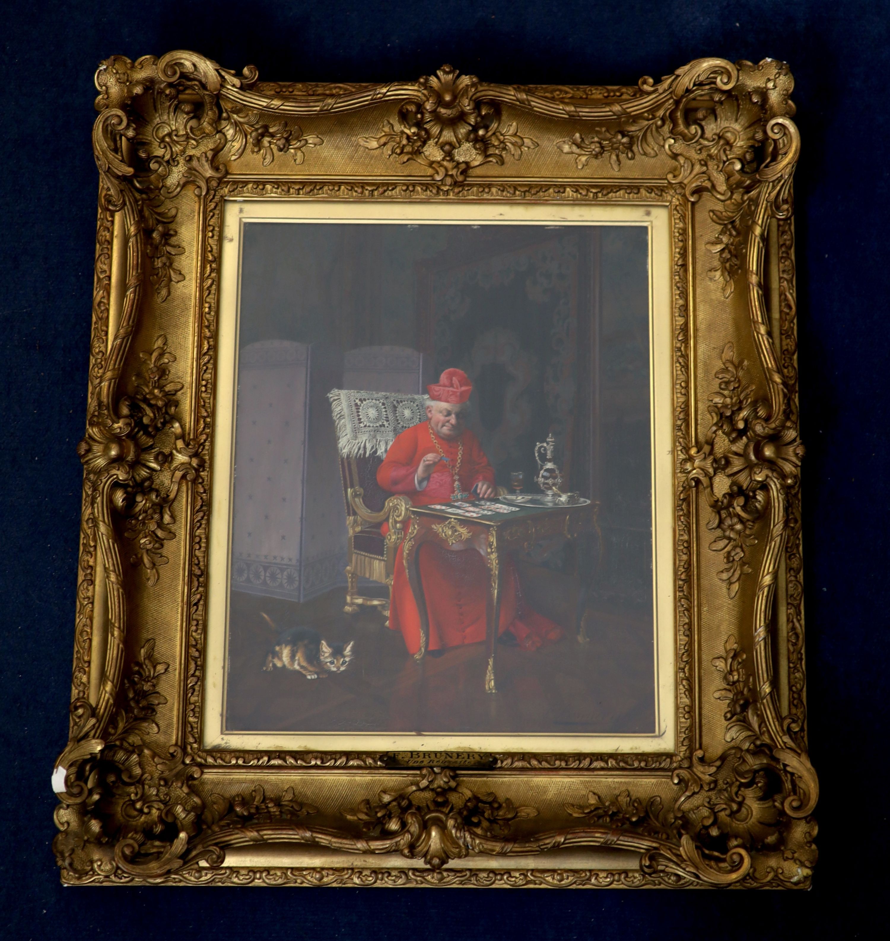François Brunery (Italian, 1849-1926), 'Une Reussite', oil on wooden panel, 40 x 32cm